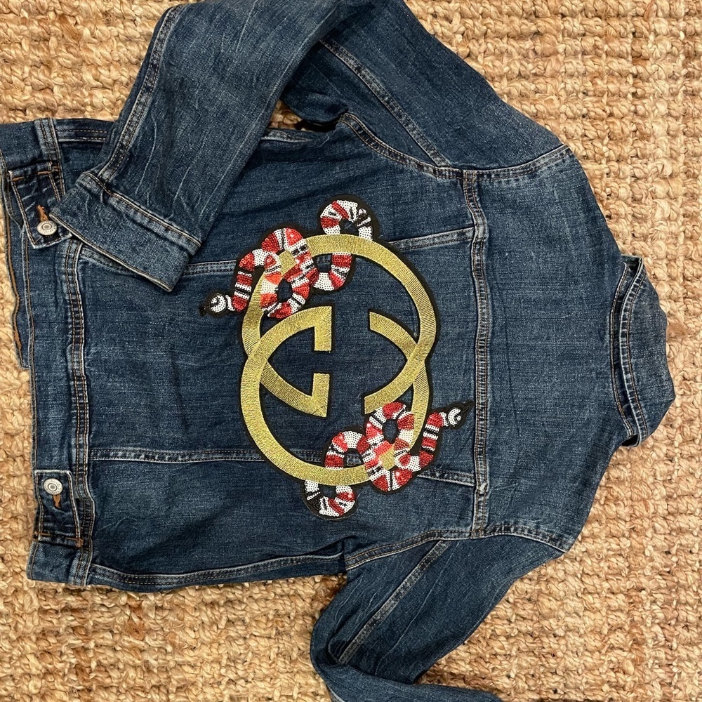 OOAK Old Navy Jean jacket w GUCCI snake embellishment